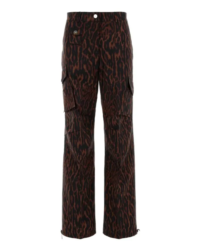 Ganni Cargohose aus Stretch-Baumwolle mit Print - Braun Braun