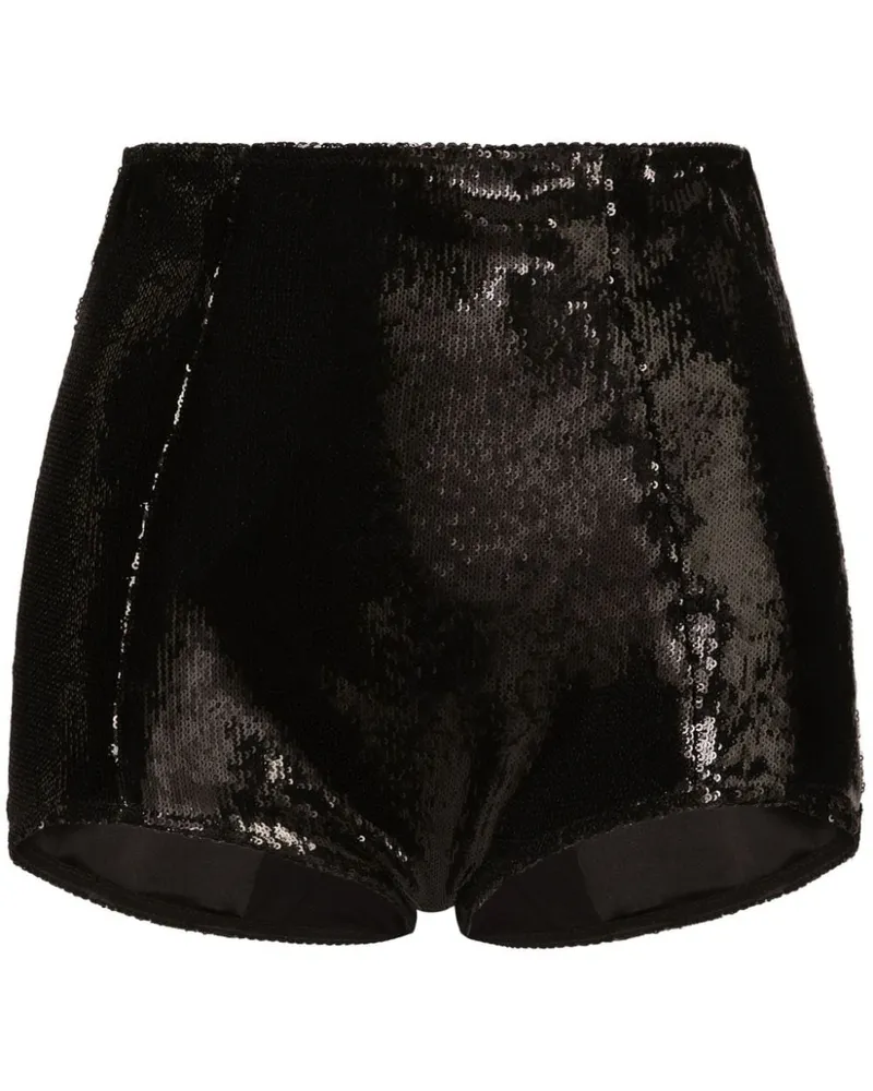 Dolce & Gabbana High-Waist-Shorts mit Pailletten - Schwarz Schwarz