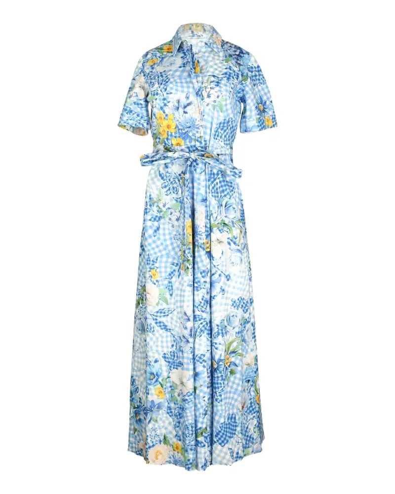 Mary Katrantzou floral-print gingham maxi dress - Blau Blau