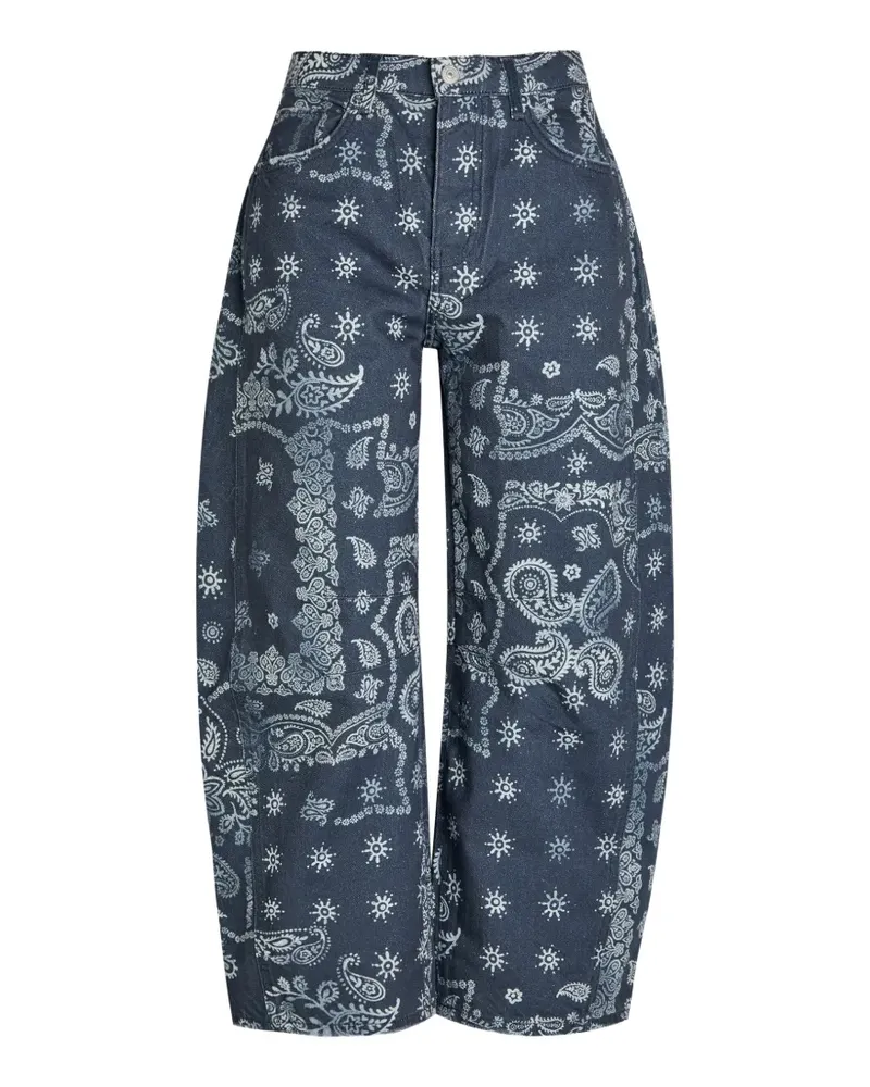 Free People We the Free Good Luck printed barrel jeans - Blau Blau