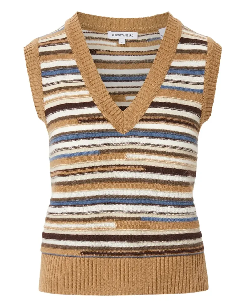 Veronica Beard Helenka striped knitted vest - Nude Nude