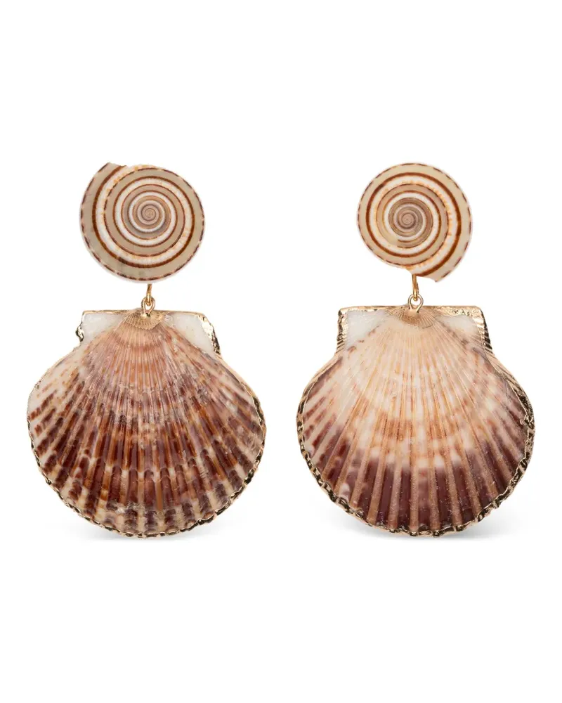 Jennifer Behr Roma shell-pendant earrings - Gold Gold