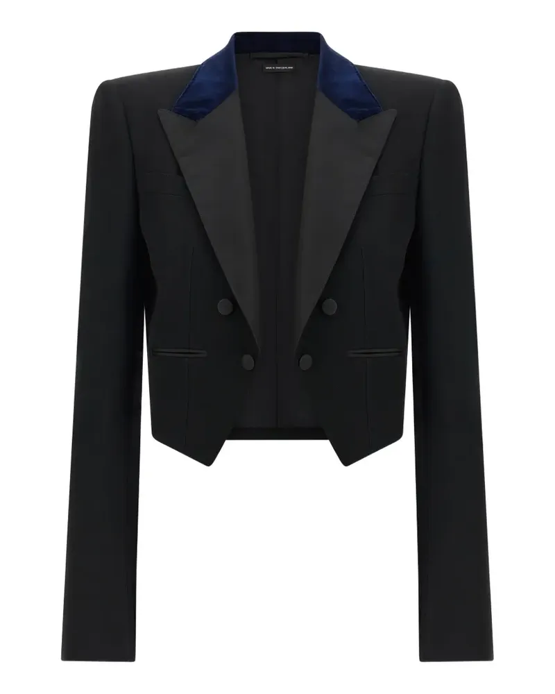 Tom Ford Cropped-Blazer mit Satinrevers - Schwarz Schwarz