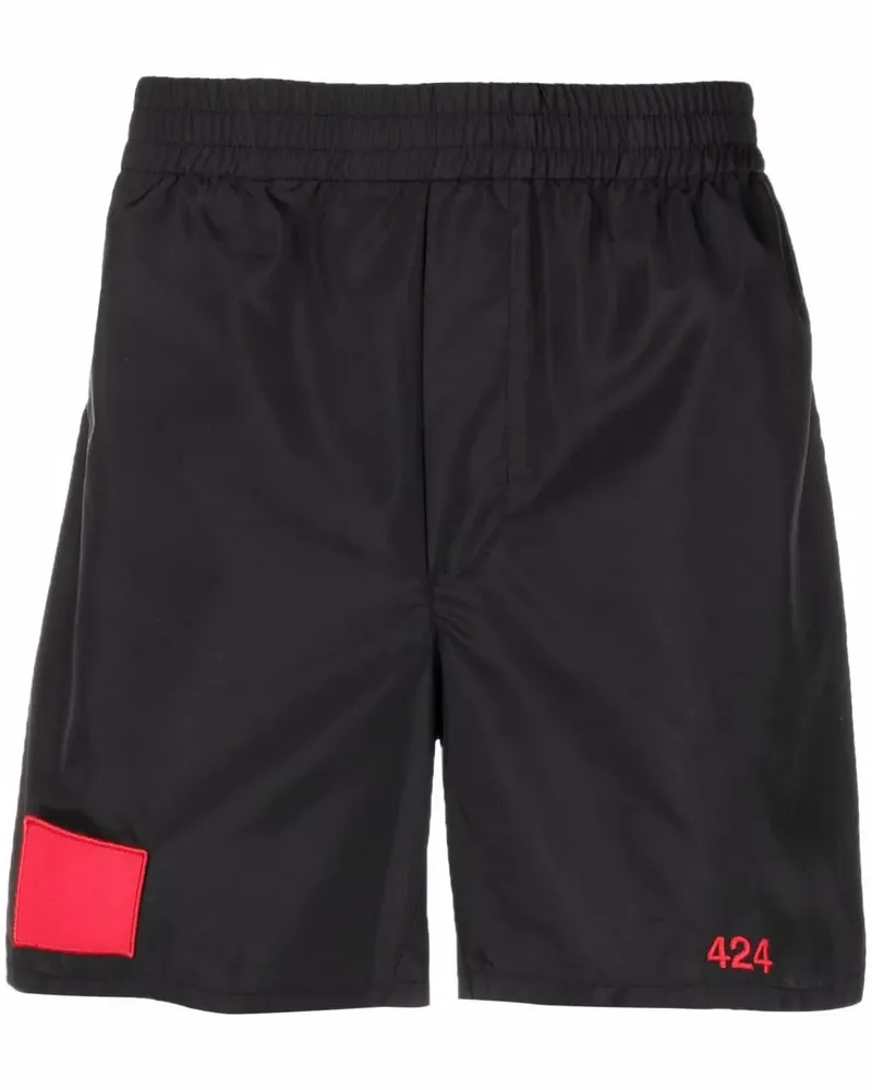 FourTwoFour on Fairfax Joggingshorts mit Patch-Detail - Schwarz Schwarz