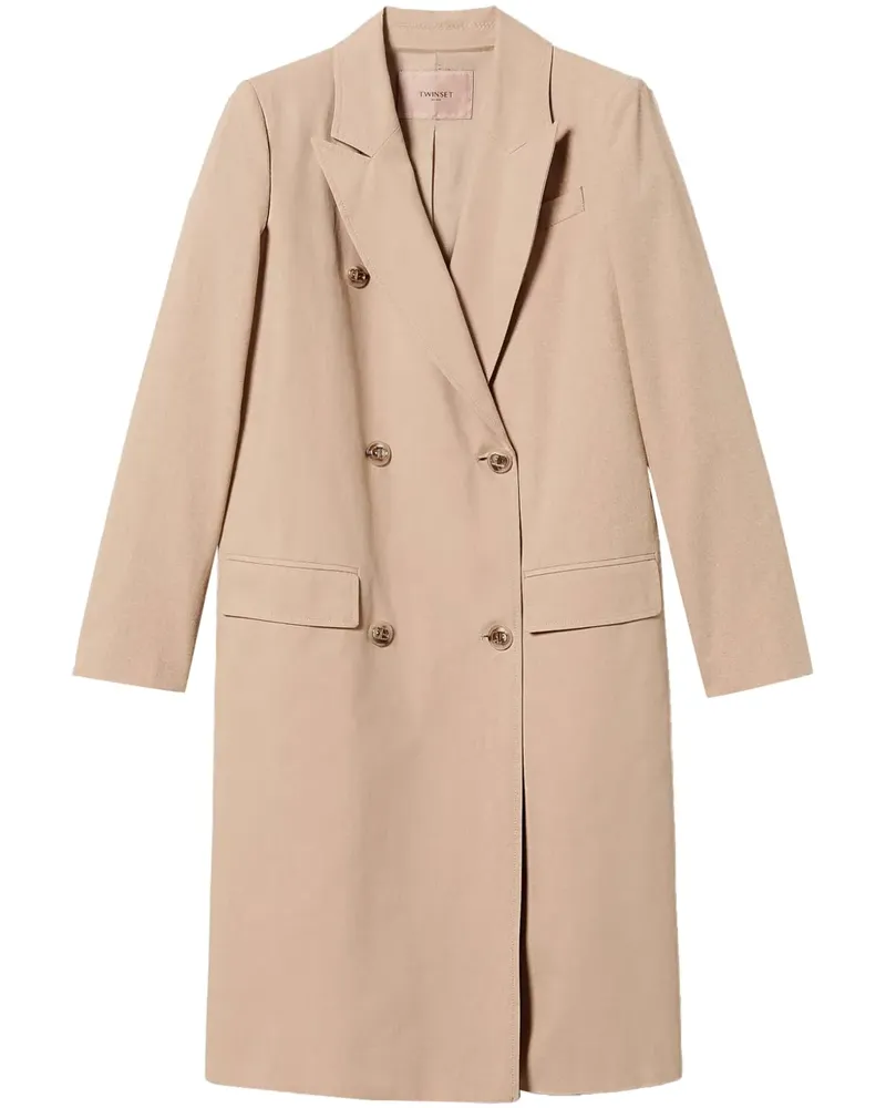 Twin-Set Doppelreihiger Trenchcoat - Nude Nude