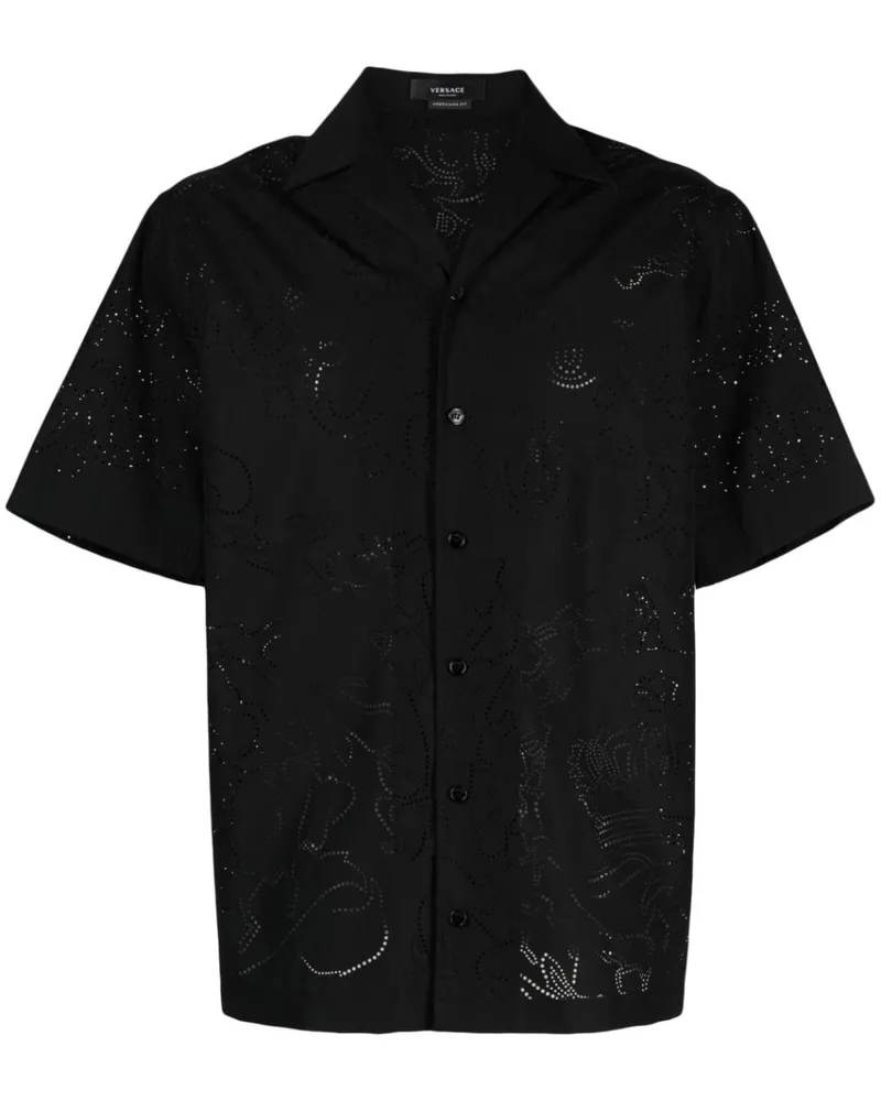 Versace Hemd mit Lochmusterdetail - Schwarz Schwarz