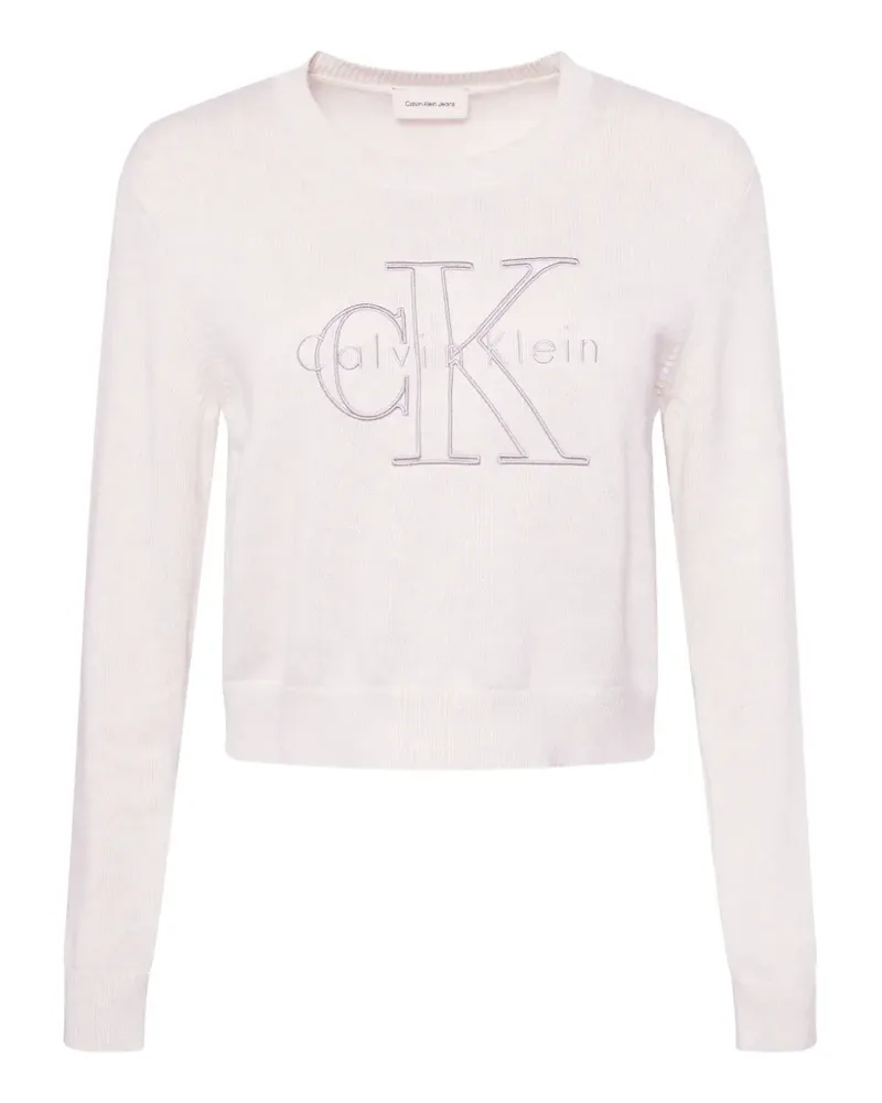 Calvin Klein Pullover mit aufgesticktem Logo - Weiß Weiß
