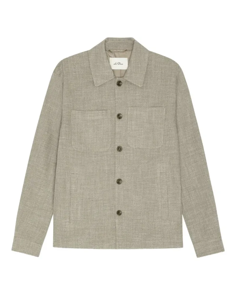 LES DEUX crosshatch melange-woven shirt jacket - Grau Grau