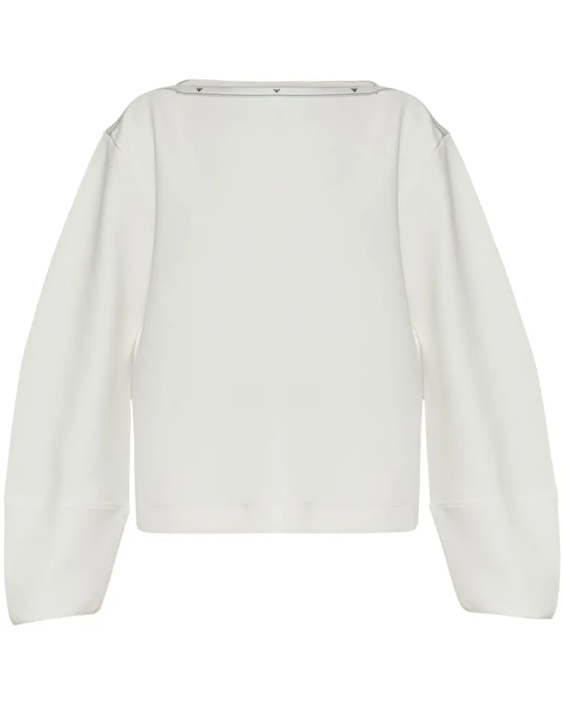 Emporio Armani Sweatshirt mit U-Boot-Ausschnitt Weiß