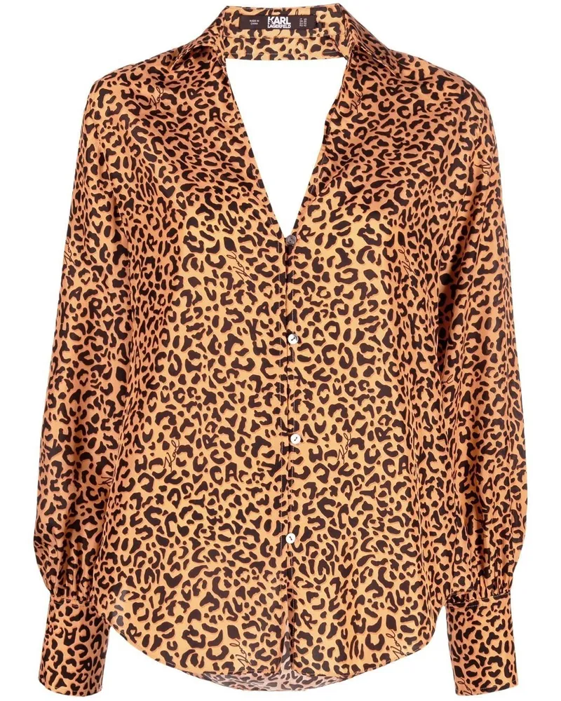 Karl Lagerfeld Bluse mit Leoparden-Print Orange
