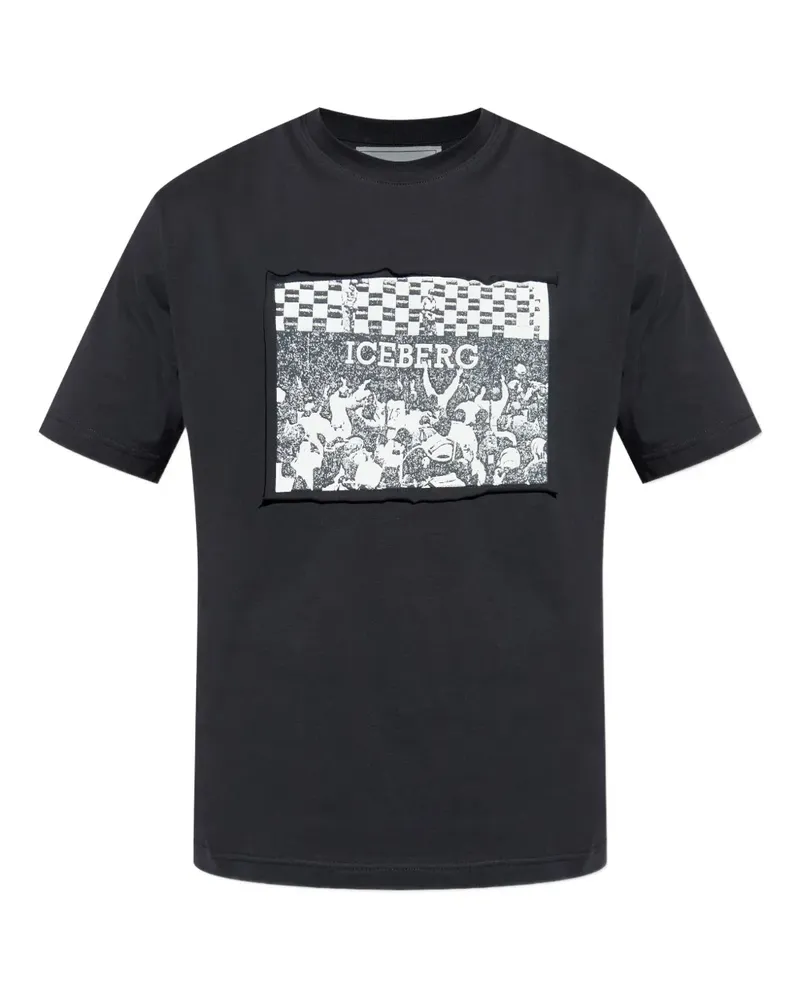 Iceberg T-Shirt mit grafischem Print - Schwarz Schwarz