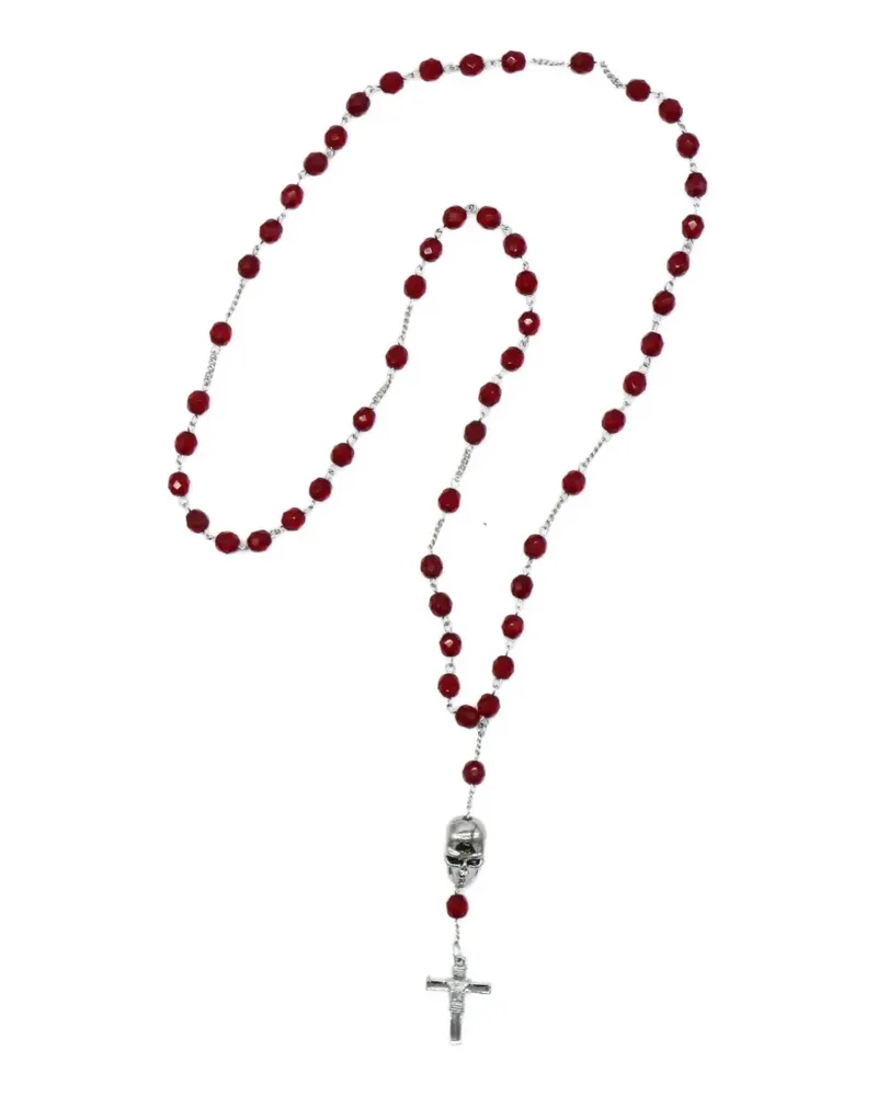 HTC Hollywood Trading Company Mistery skull-detail beaded necklace - Silber Silber