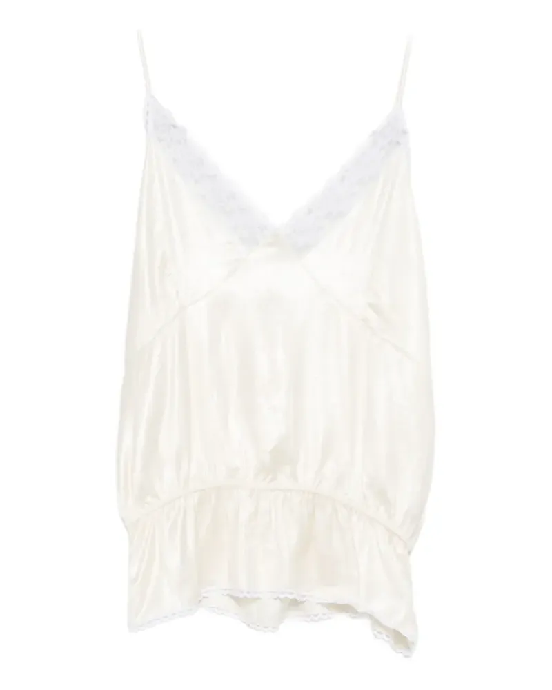 Magda Butrym Gerüschtes Spitzentop - Weiß Weiß
