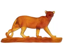 Sammlerfigur im Leopardendesign aus Kristall - Orange