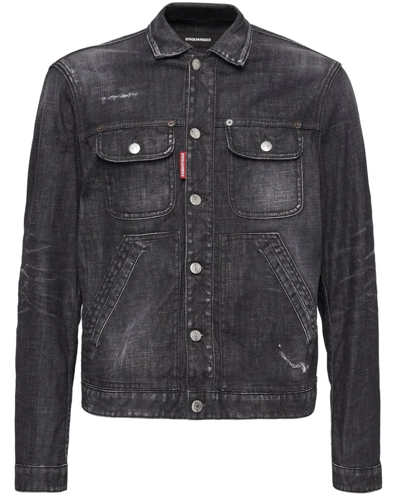 Dsquared2 Jeansjacke im Distressed-Look - Schwarz Schwarz