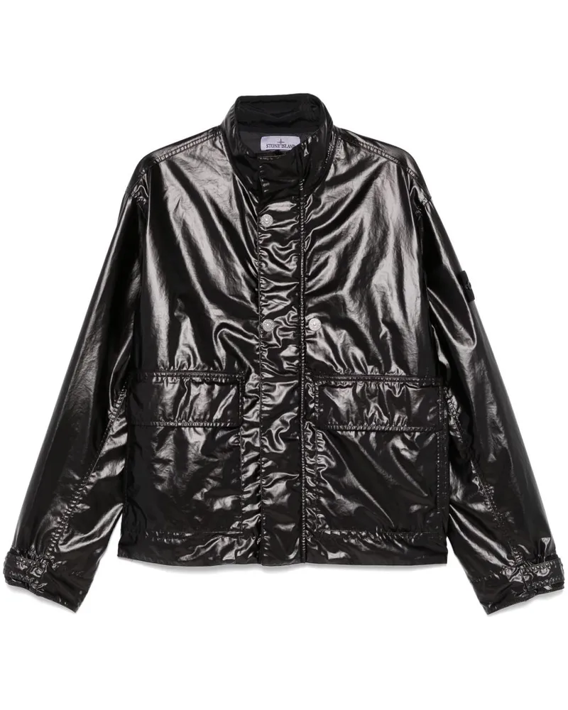 Stone Island Jacke mit Kompass-Patch - Schwarz Schwarz
