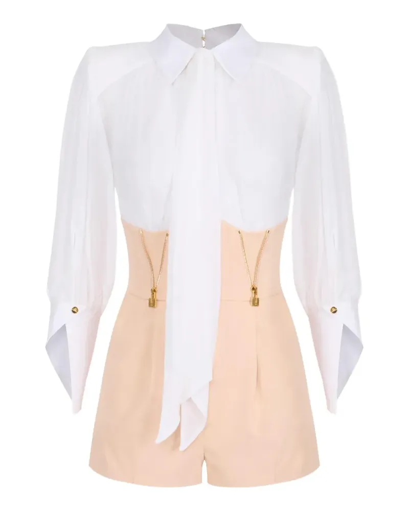 Elisabetta Franchi romper suit in georgette and technical fabric - Weiß Weiß