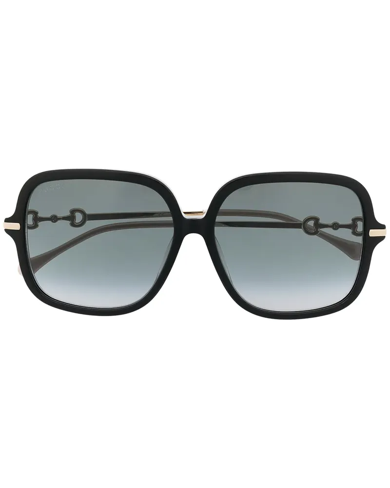 Gucci Eckige Sonnenbrille - Schwarz Schwarz