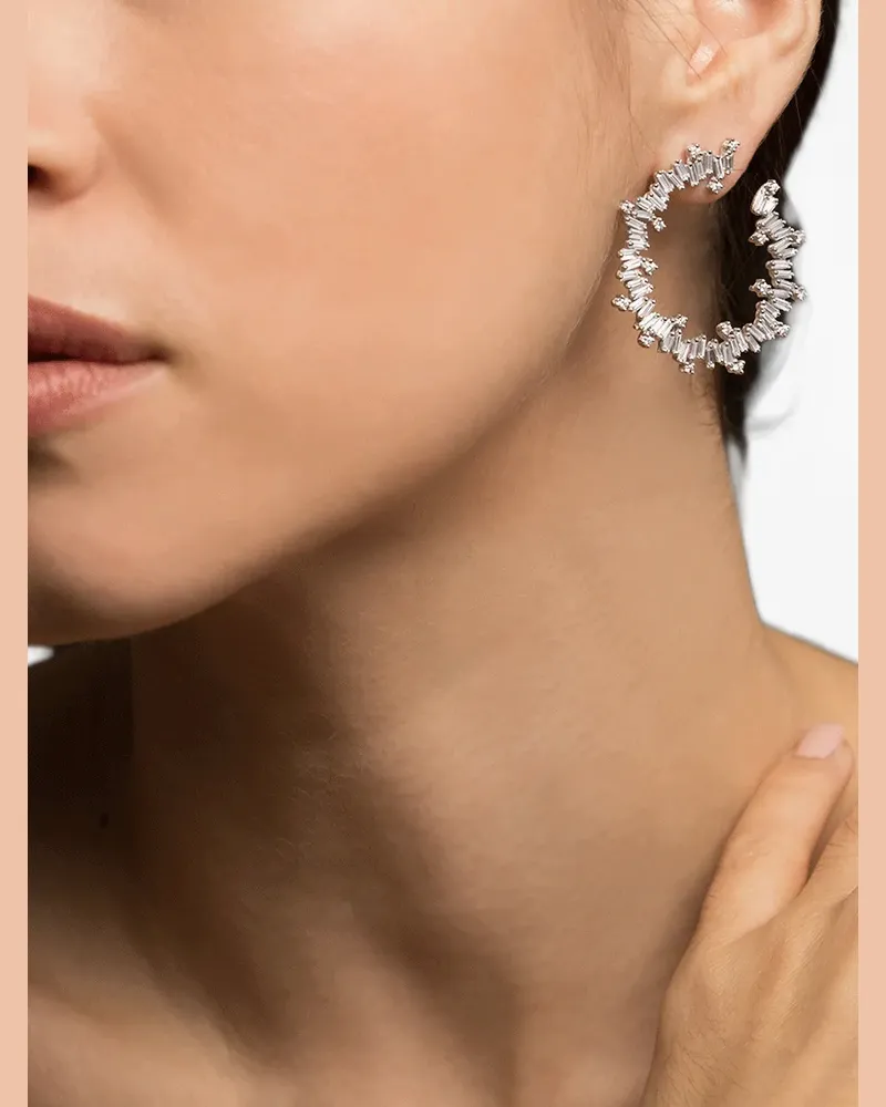 Suzanne Kalan Fireworks Creolen mit Diamanten - Silber Silber