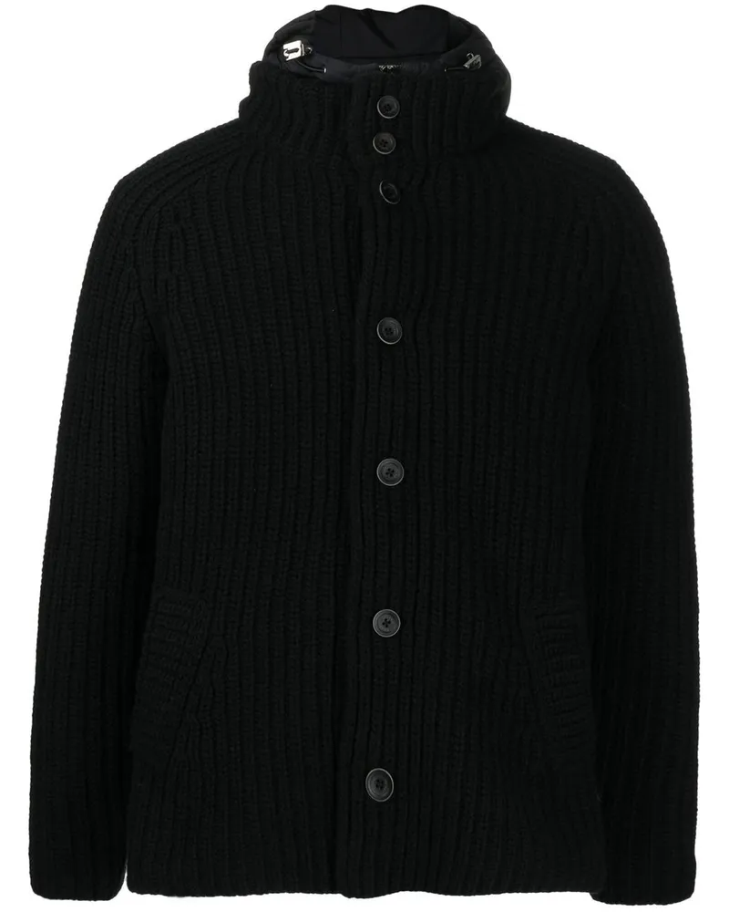 Herno Gerippte Jacke mit Knopfleiste - Schwarz Schwarz
