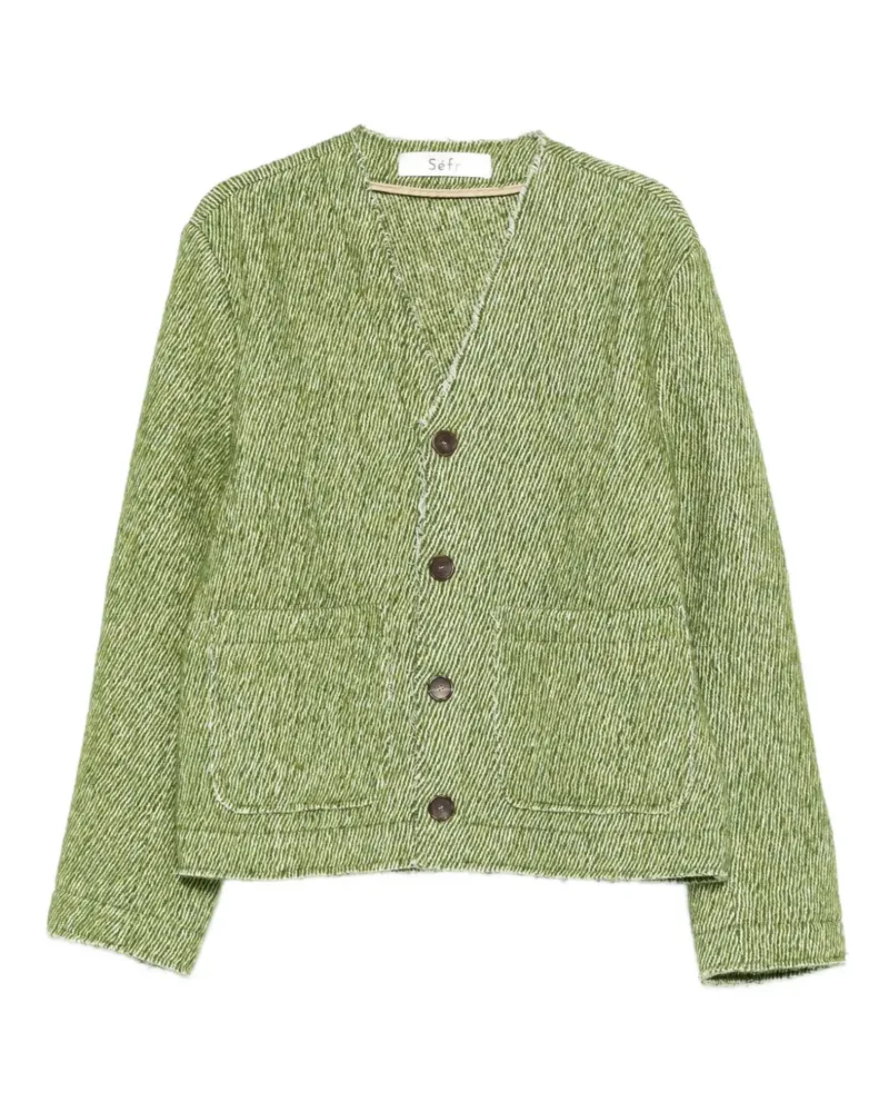 Séfr Geknöpfter Cardigan mit aufgesetzten Taschen - Grün Grün