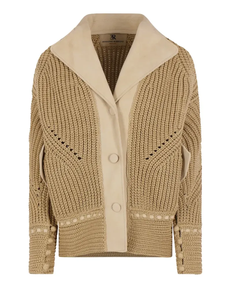 Ermanno Scervino suede panelled coat - Nude Nude