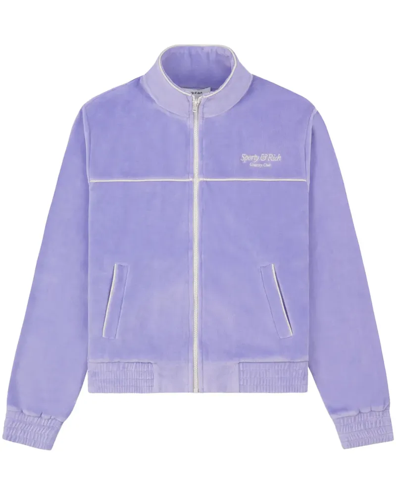 SPORTY & RICH Script Velours-Sportjacke - Violett Violett