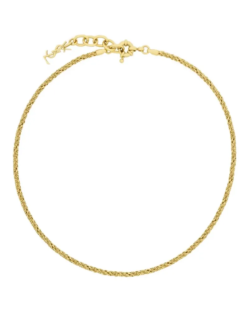 Saint Laurent YSL-monogram twisted-link necklace - Gold Gold