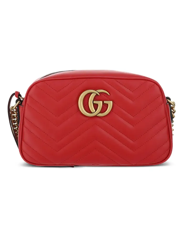 Gucci Kleine GG Marmont Schultertasche aus Matelassé - Rot Rot