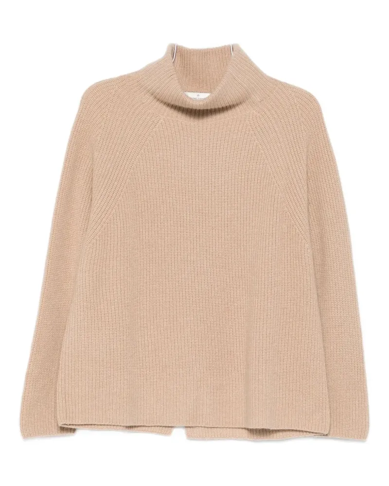 Bruno Manetti Gerippter Pullover mit Rollkragen - Nude Nude