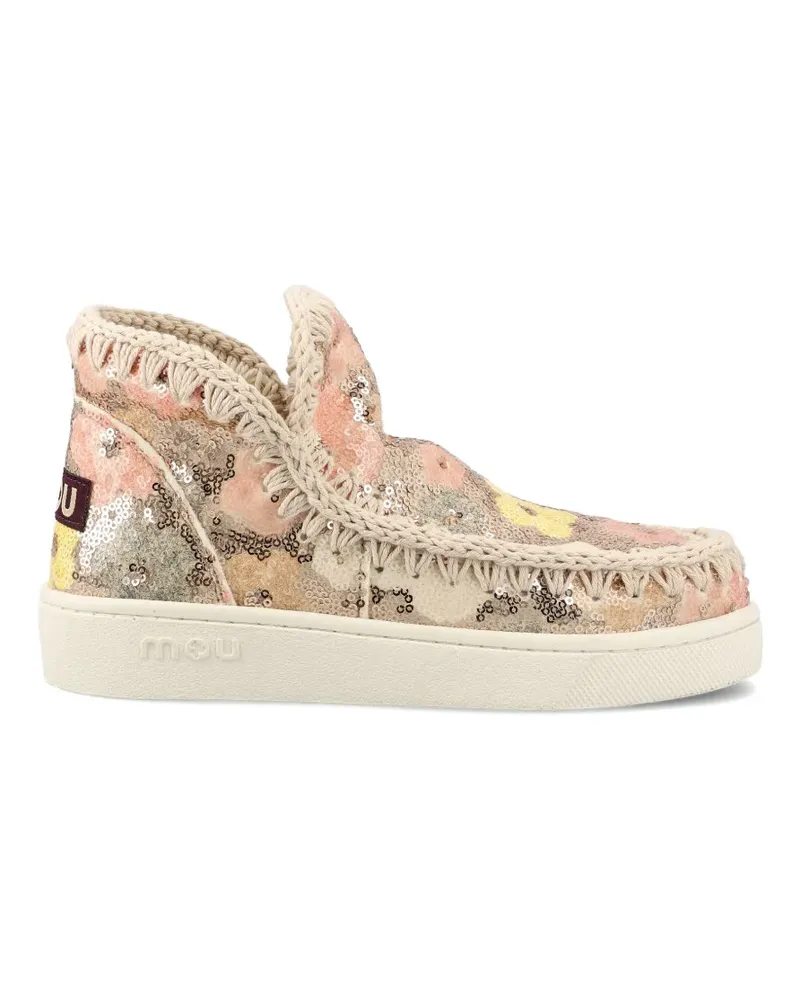 Mou sequin-embellished floral boots - Nude Nude