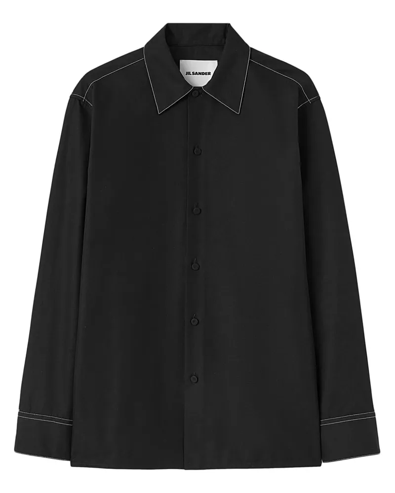 Jil Sander Hemd mit Kontrastnähten - Schwarz Schwarz