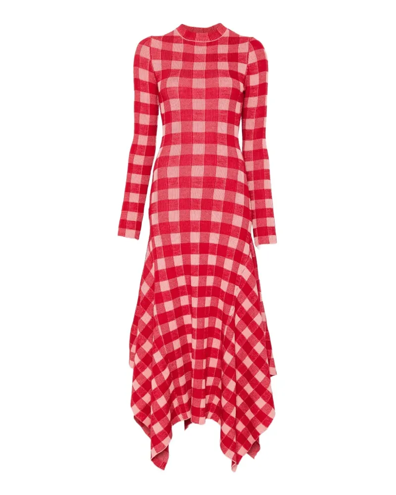 AMI Paris Asymmetrisches Kleid mit Zipfelsaum und Karomuster - Rot Rot