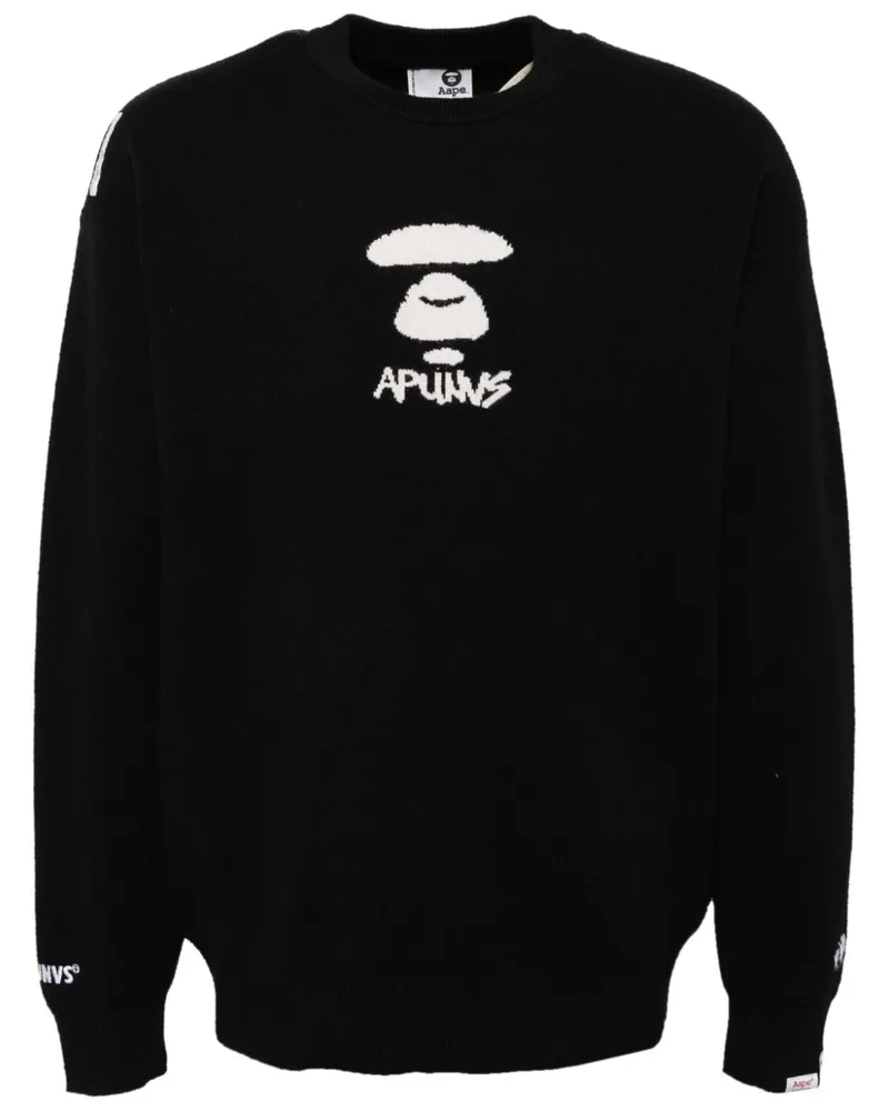 BAPE Pullover mit Jacquard-Logo - Schwarz Schwarz