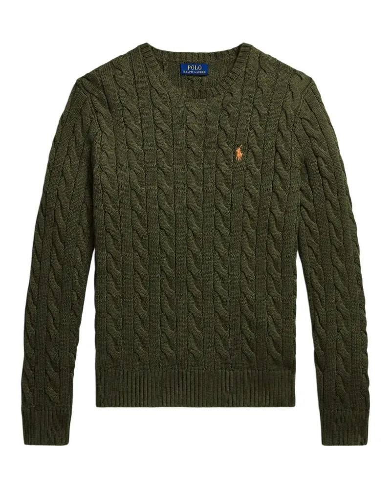 Ralph Lauren Bestickter Pullover mit Zopfmuster - Grün Grün