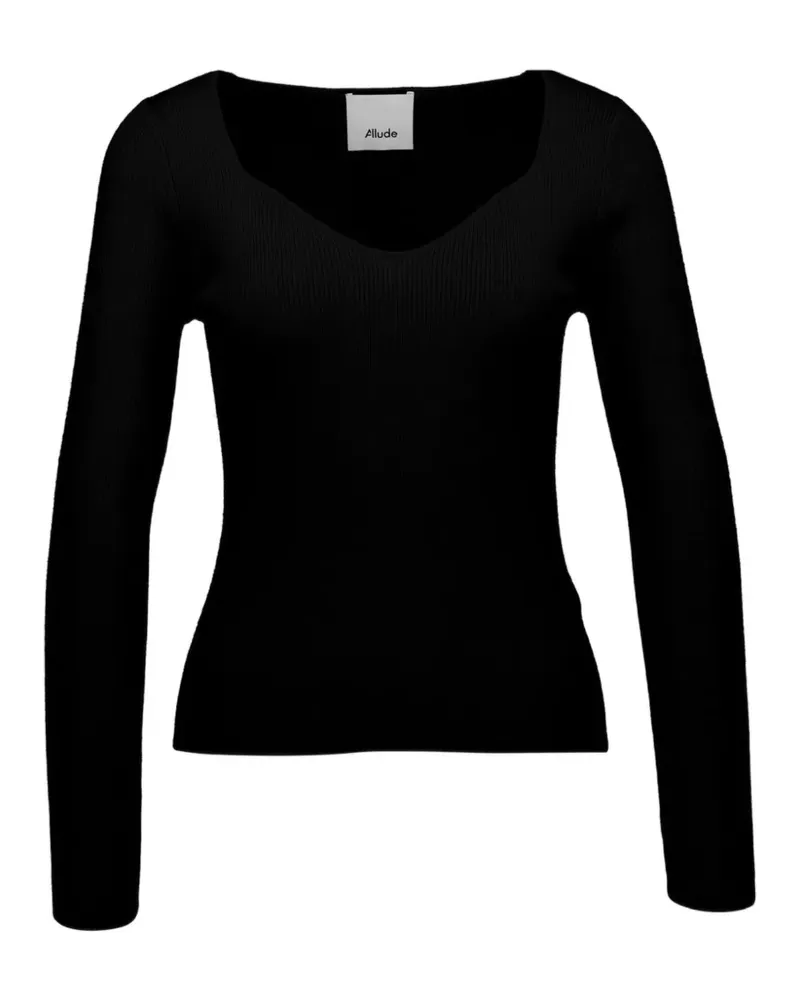 ALLUDE Oberteil mit V-Ausschnitt - Schwarz Schwarz