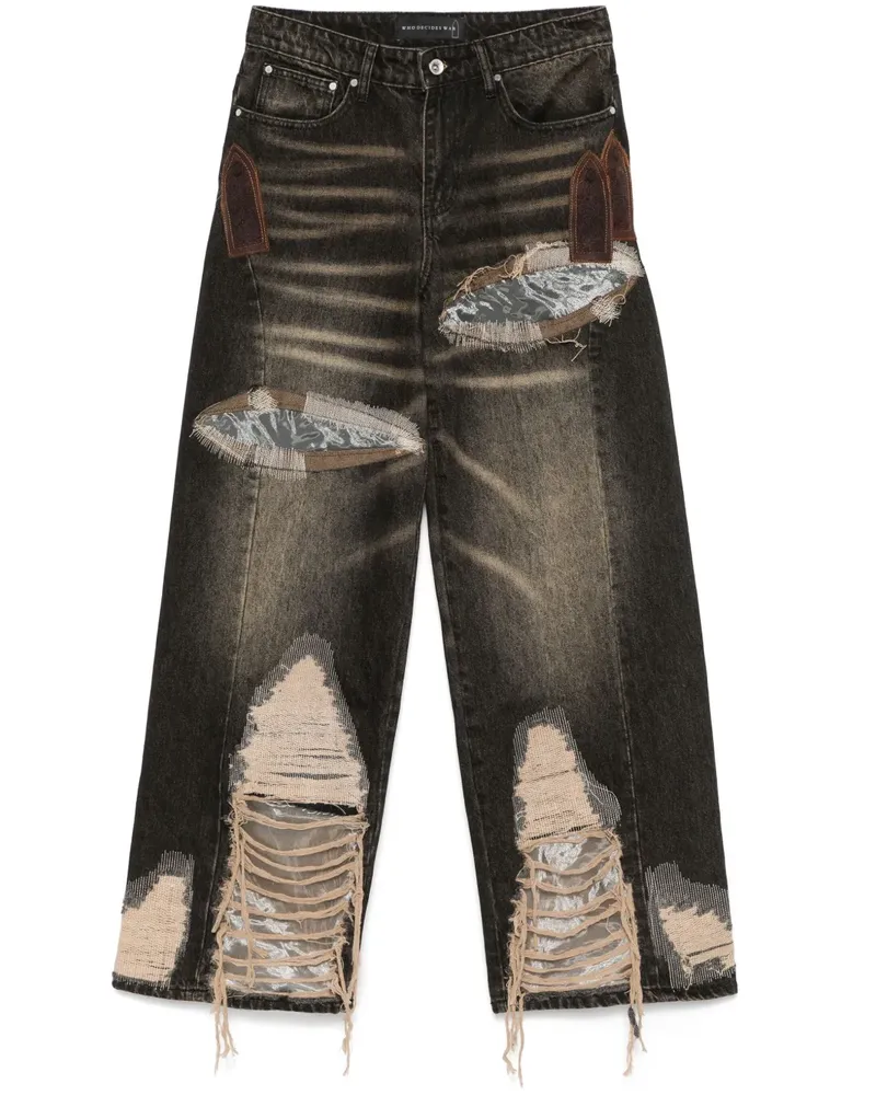 WHO DECIDES WAR Tief sitzende Jeans mit Organza-Overlay - Braun Braun