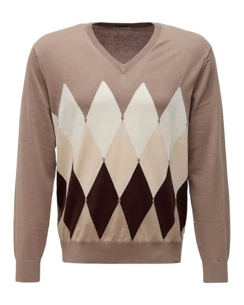 Ballantyne argyle intarsia-knit V-neck sweater - Nude Nude