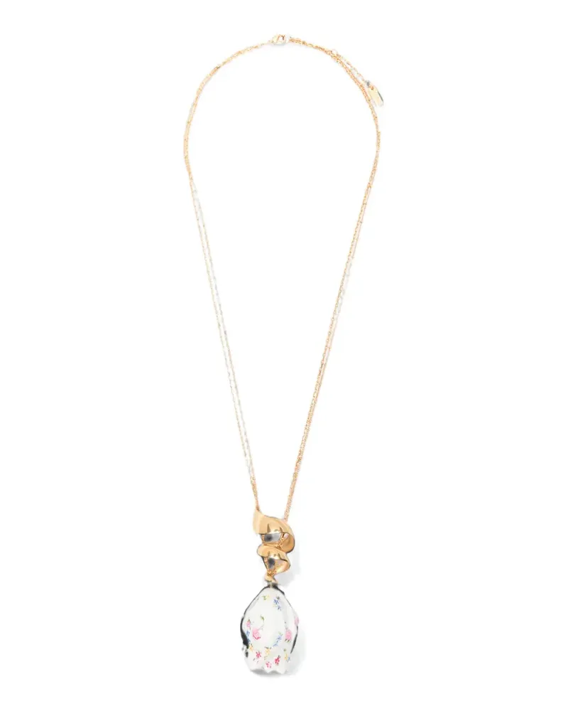 Chloé floral-print ceramic pendant necklace - Gold Gold