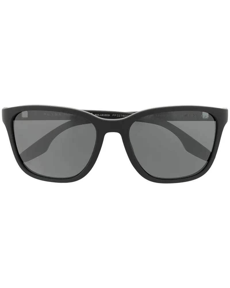 Prada Eckige Linea Rossa Sonnenbrille - Schwarz Schwarz