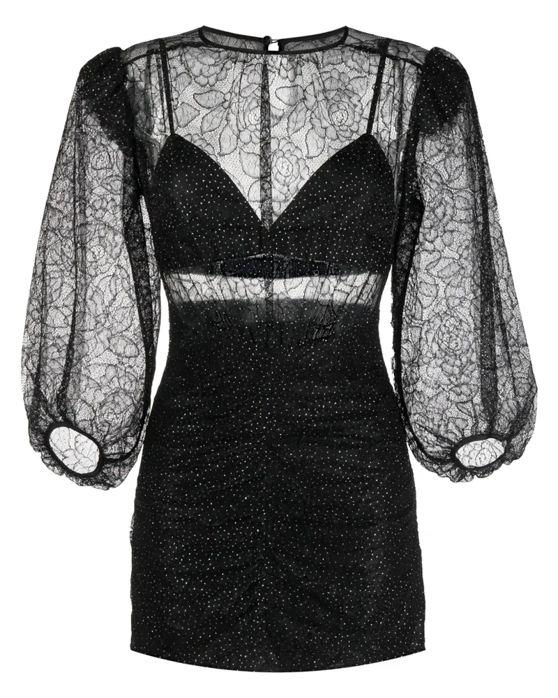 NISSA Minikleid mit Blumenapplikation - Schwarz Schwarz