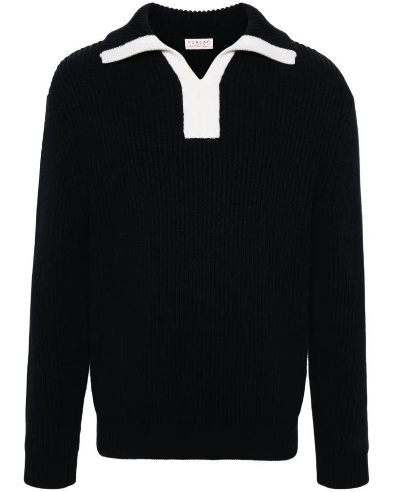 FURSAC Pullover mit Spreizkragen - Blau Blau