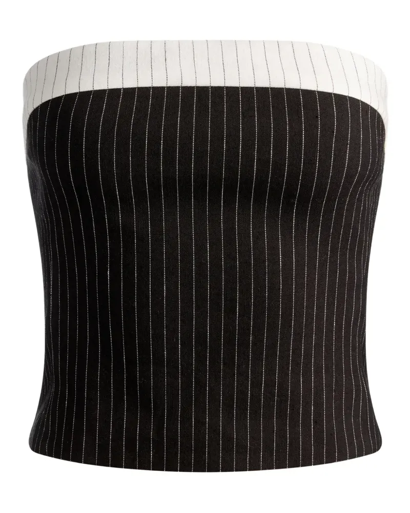 Alice + Olivia Schulterfreies Kelly Top mit Nadelstreifen - Schwarz Schwarz