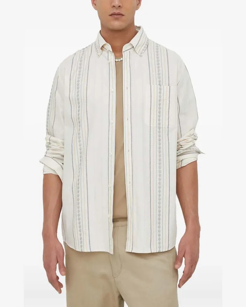 LES DEUX striped pocket shirt - Nude Nude