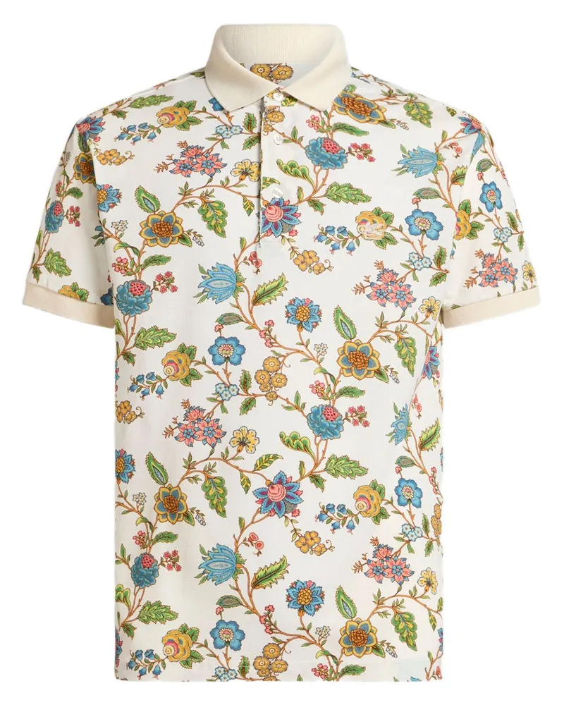 Etro Poloshirt mit Blumen-Print - Weiß Weiß