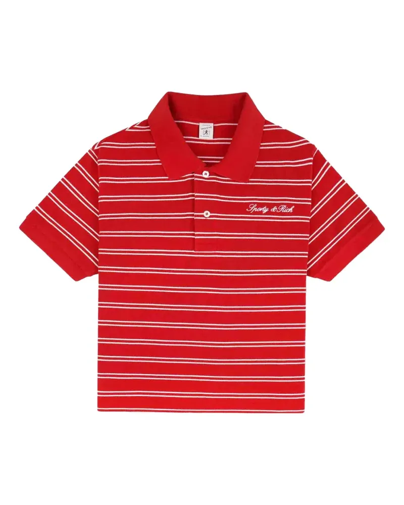 SPORTY & RICH logo-embroidered polo top - Rot Rot