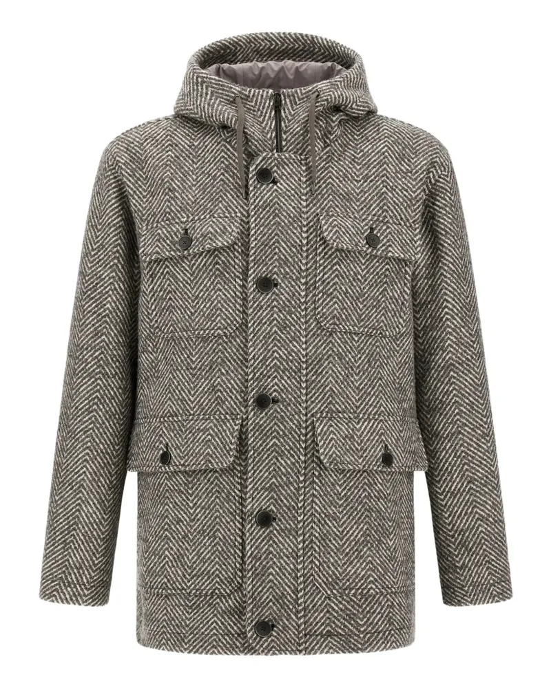 Herno Kapuzenjacke mit Fischgrätenmuster - Grau Grau