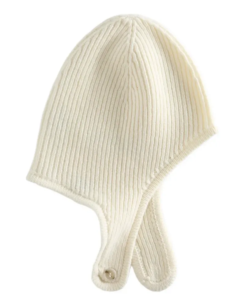 Maison Margiela Gerippte Beanie mit Knopfverschluss - Nude Nude