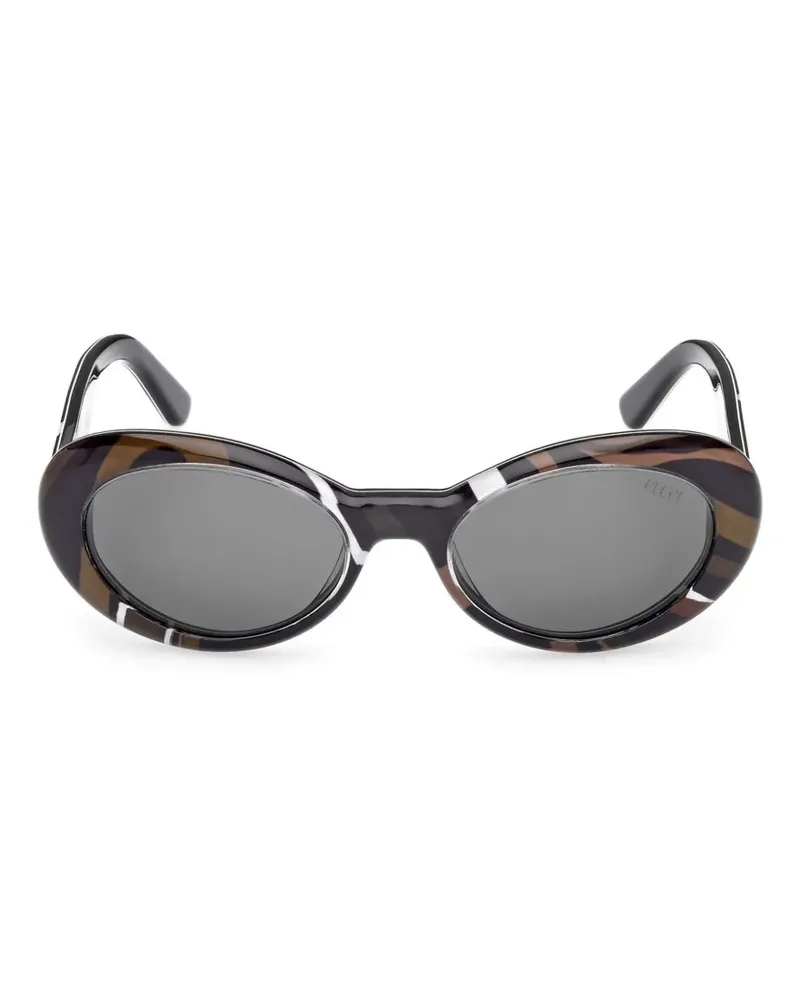 Emilio Pucci Ovale Sonnenbrille mit abstraktem Print - Braun Braun
