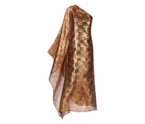 Asymmetrisches Metallic-Kleid - Braun